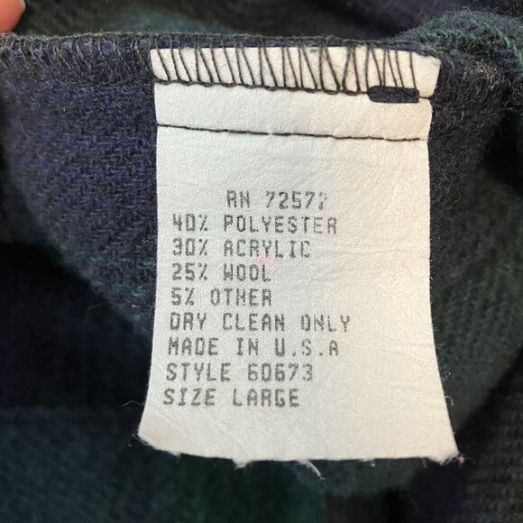 Jay Peters Vintage Green/Navy Tartan Plaid Print Button-up Vest Size L - Picture 5 of 8